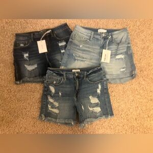 Lot of 3 Cello Women’s Denim Jean Shorts Size Small Distressed NWT New With Tags